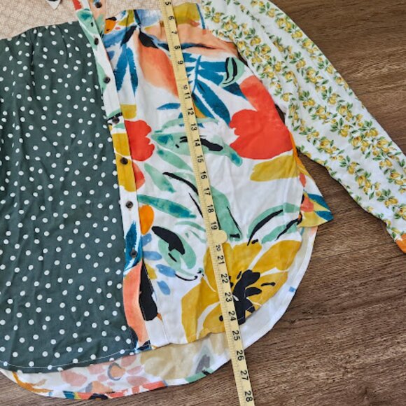 Anthropologie Maeve Button Down Shirt Women XS Alida Contrast Holly Print Blouse - Picture 3 of 7